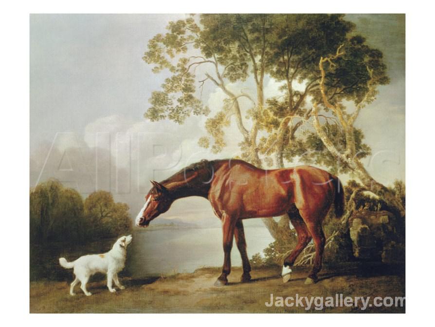 Bay Horse and White Dog by George Stubbs paintings reproduction